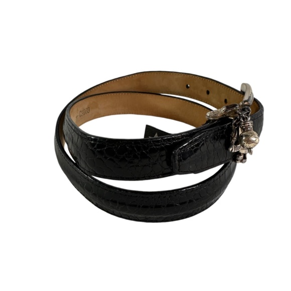 Vintage Brighton black leather belt with golf motif size 34 Large USA main image 5